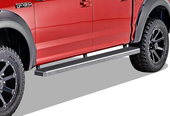 APS 304 Stainless Steel Polished 5in Silver Running Boards Compatible with Ford F150 2015-2026 SuperCrew Cab & F150 Lightning 2022-2026 & F-250 F-350 Super Duty 2017-2026 Crew Cab (Nerf Bars)