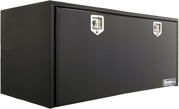 Buyers Products 1704315 Black Steel Underbody Truck Tool Box – 24 x 24 x 60 Inch - Truck Bed & Underbelly RV Storage Box, Locking T-Latch, Weather-Resistant, Heavy-Duty Flatbed Job Box, Made in USA