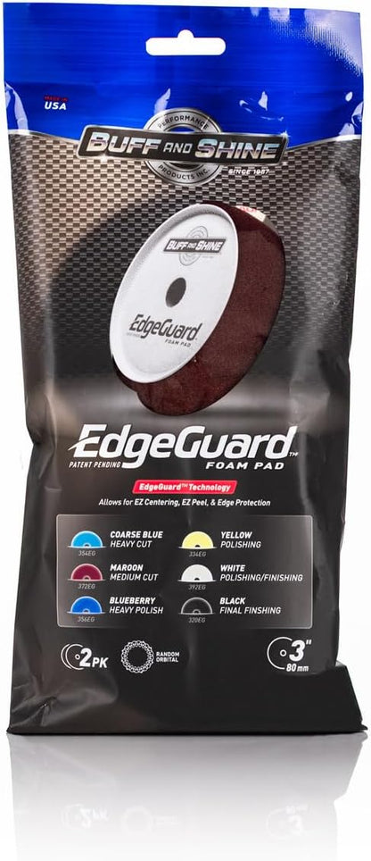 Buff and Shine - EdgeGuard Foam Buffing Pads - Maroon - 3" Medium Cut Pad - Pack of 2