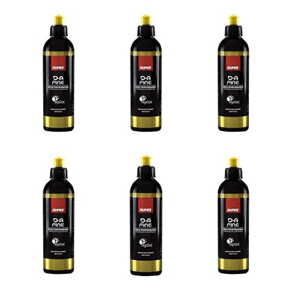 RUPES 9.DAFINE250 Pack of 6 Yellow 250 ml D-A Fine High Performance Fine Polishing Compounds for Car Detailing & Removing Scratches | Reduces Oxidation and Removes Swirl Marks | Light Defect Removal