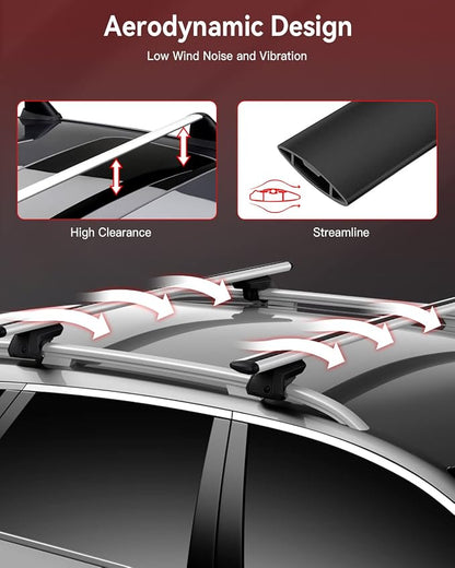 2Pcs Roof Racks Silver 165LBS Side Rails Compatible for Honda CR-V 2017-2022 Luggage Cargo Carrier, Aluminum Cargo Carrier Rooftop Bag Luggage Racks Cross bar