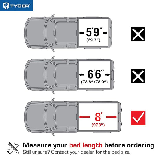 Tyger Auto T3 Soft Tri-Fold Truck Bed Tonneau Cover Compatible with 2014-2018 Chevy Silverado / GMC Sierra 1500; 2015-2019 2500 HD 3500 HD; 2019 LD/Limited Only | Fleetside 8' Bed (97") | TG-BC3C1038