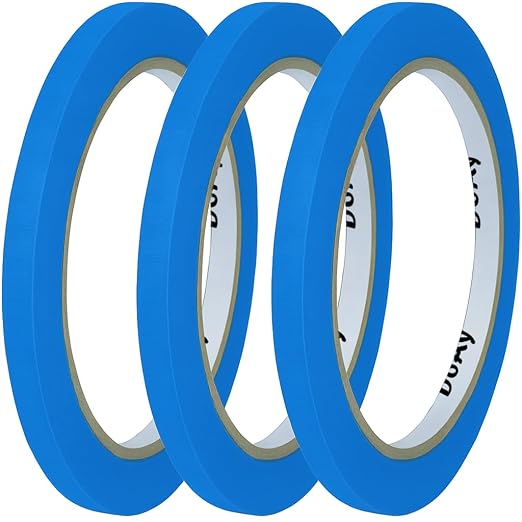 3 Pack Blue Painters Tape - Masking Tape 0.25 Inch Wide - Multi-Surface, Smart Adhesion, Indoor & Outdoor - 270FT Total - Paint Tape for DIY, Labeling, Art, Car, General Purpose (#3910)