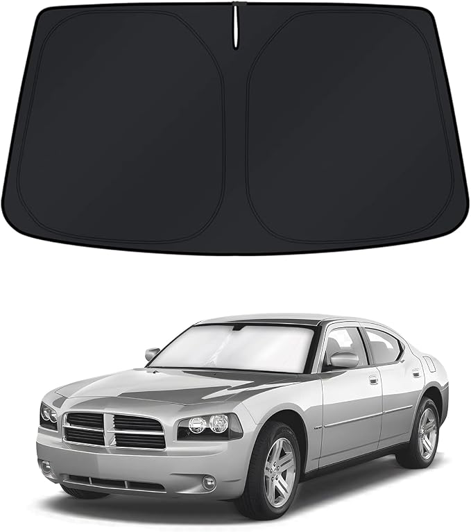KUST Windshield Sun Shade for 2006–2010 Dodge Charger Window Accessories Shade Sun Visor Foldable Block UV Rays Keep Car Cooler
