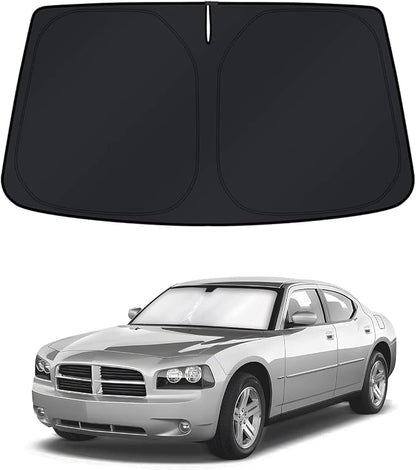 KUST Windshield Sun Shade for 2006–2010 Dodge Charger Window Accessories Shade Sun Visor Foldable Block UV Rays Keep Car Cooler