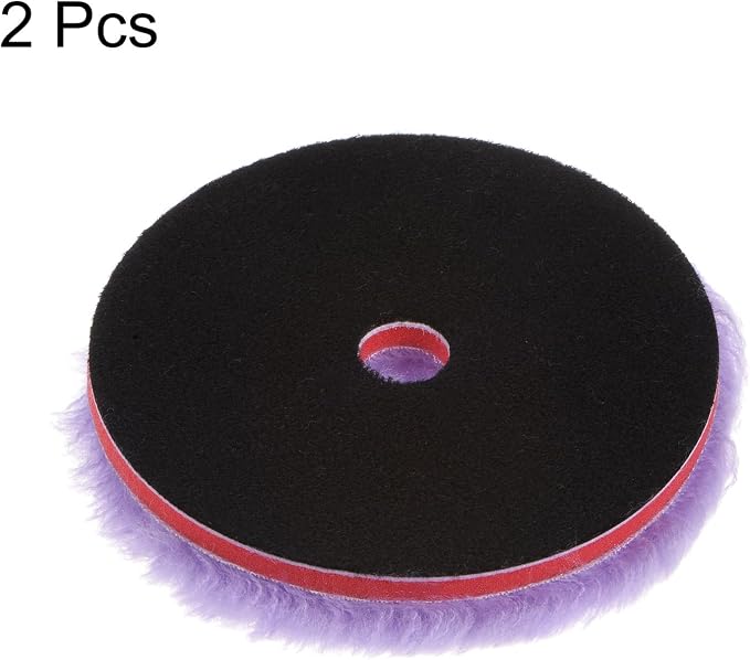 HARFINGTON 2pcs Wool Polishing Pads, 5.5 inch Purple Wool Buffing Wheel with Hook and Loop for Car Polisher Car Polishing and Buffing