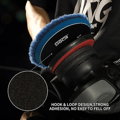 SGCB Pro 6" Wool Buffing Pads 3Pcs - Coarse, Medium, Light Cutting Car Wool Polishing Pads for 6 Inch Car Polisher Compounding