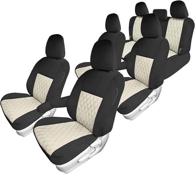 FH Group Custom Fit Car Seat Covers Specifically Made for 2011-2020 Toyota Sienna 7 Seater with Ultraflex Neoprene Water Resistant Automotive Seat Covers - Full Set Beige