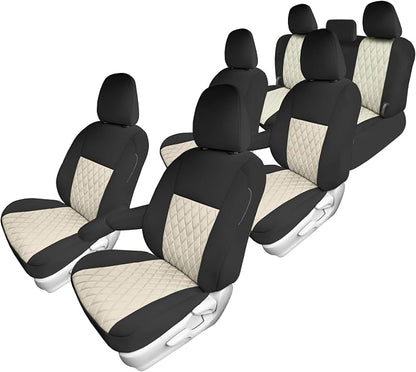 FH Group Custom Fit Car Seat Covers Specifically Made for 2011-2020 Toyota Sienna 7 Seater with Ultraflex Neoprene Water Resistant Automotive Seat Covers - Full Set Beige