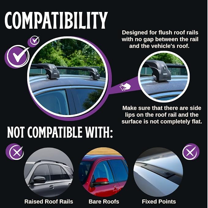 ERKUL Roof Rack Cross Bars for Mitsubishi Outlander & Outlander PHEV 2022-2026 (Not fit for Outlander Sport) | Aero Aluminum Crossbars with Smart Clamp System | Compatible with Flush Rails - Black