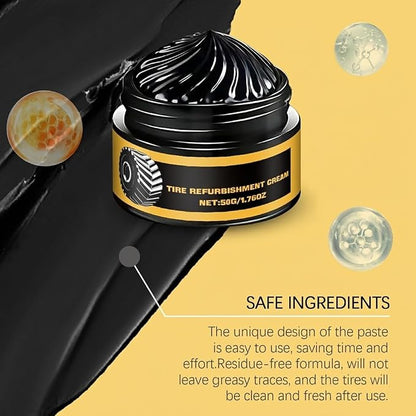 Tire Polishing Coating Paste with Sponge, Tyre Nourish Cream 2Pcs | Tire Shine Paste for Deep Black Gloss, Interior Exterior Renovation, Powerful Tire Polish Wax for Car Owners