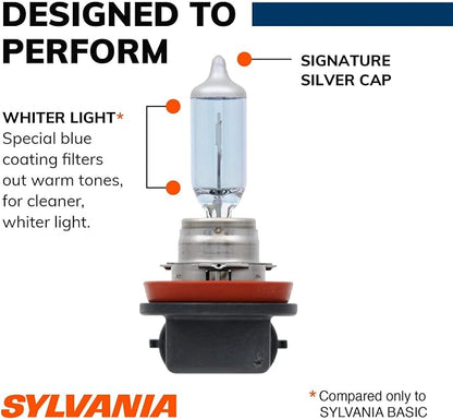SYLVANIA - H11 SilverStar - High Performance Halogen Headlight Bulb, High Beam, Low Beam and Fog Replacement Bulb, Brighter Down Road with Whiter Light (Contains 1 Bulb)