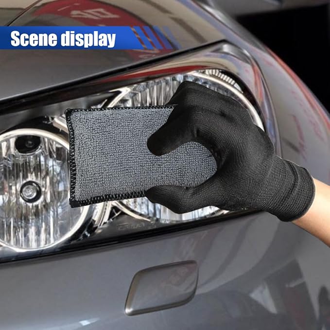 ZIMISI 3PCS Car Interior Scrubbing Sponges, 5.5"×3.9" Microfiber Auto Cleaning Applicator Pad, Detailing Scrub Sponge for Vehicle Leather Seat, Vinyl, Plastic, Upholstery (Black/Grey)