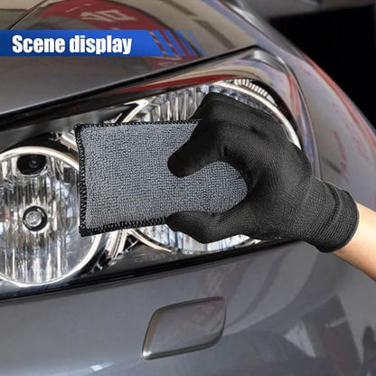 ZIMISI 3PCS Car Interior Scrubbing Sponges, 5.5"×3.9" Microfiber Auto Cleaning Applicator Pad, Detailing Scrub Sponge for Vehicle Leather Seat, Vinyl, Plastic, Upholstery (Black/Grey)