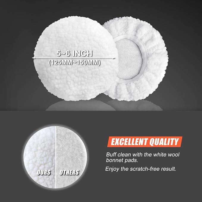 6 Inch Car Polishing & Buffing Sponge Pads Kit Wool Bonnet Pads for Household Electric Drill and Auto Polisher with 8mm M14 Drill Adapter for Washing Cleaning Waxing Dusting, 11PCS