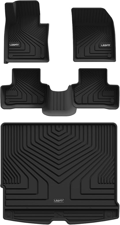 LASFIT Floor Mats & Cargo Mat for Volvo XC60 (2018-2026),XC60 All Weather Floor Liner TPE Custom Fit 1st & 2nd Row Car Mats and Floor Mats for XC60 Automotive Accessories(Not Fit PHEV (T8 Models))