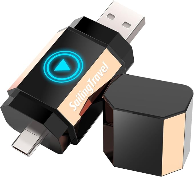 Lipstick Series (Built-in Magnet) Wireless Carplay/Android Auto Adapter for iPhone&Android Phone,Convert Wired to Wireless Dongle Adapter, Mini Size with USB&Type-C 2.0, Stable Control & No Delay