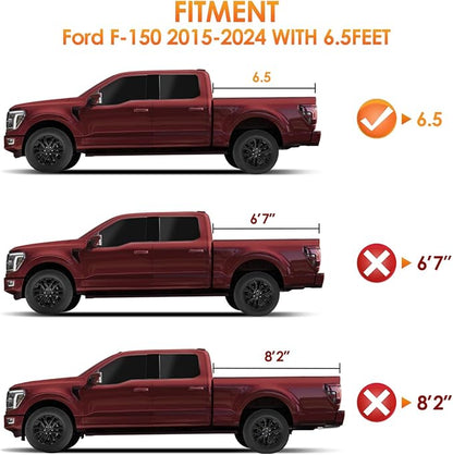 Nilight Soft Tri-fold Truck Bed Tonneau Cover Compatible with Ford F150 2015-2026, All-Weather Low Profile Cargo Protection-6.5ft