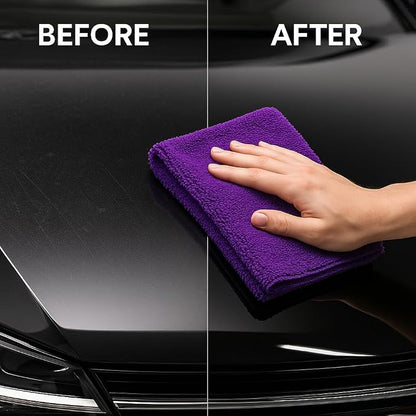 4 Pack Pak Details Edgeless Microfiber Towels for Cars | 16x16 Ultra-Soft, Scratch-Free & Lint-Free Car Detailing Microfiber Cloths for Buffing & Coating | Seamless Finish Auto Cleaning Cloths