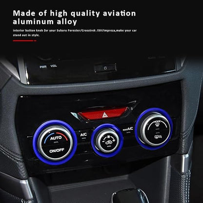 Auovo AC Climate Control Knob Outer Ring Covers Accessories for Subaru Crosstrek 2018-2022 2023 / Impreza 2017-2023/ Forester 2019-2024 Interior Air Condition Switch Control Trim (Dark Blue)