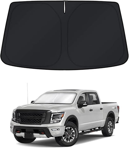 KUST Windshield Sun Shade for Nissan Titan 2020-2023 2024 Window Accessories Shade Sun Cover Foldable Block UV Rays Keep Car Cooler