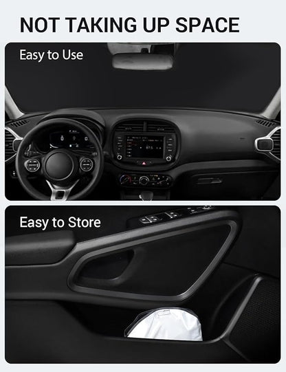 Proadsy 2026 Upgrade Windshield Sun Shade Custom Fit Kia Soul 2020-2025 2026 4-Layer Foldable Front Sunshade Protector Sun Visor Blocks UV Rays Keep Car Cooler