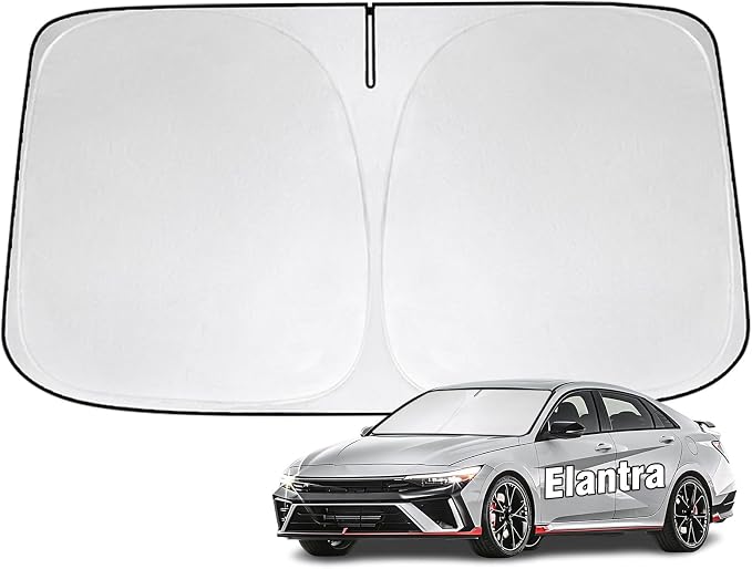 Windshield Sun Shade for Hyundai Elantra 2011-2026 Sunshade 300T Windshield Cover Protector Blocks UV Rays Custom Fit Elantra Front Window Shades Windshield Accessories Keep Cool Foldable
