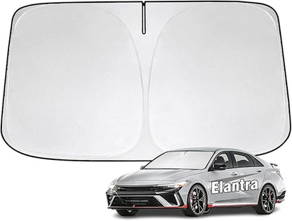 Windshield Sun Shade for Hyundai Elantra 2011-2026 Sunshade 300T Windshield Cover Protector Blocks UV Rays Custom Fit Elantra Front Window Shades Windshield Accessories Keep Cool Foldable