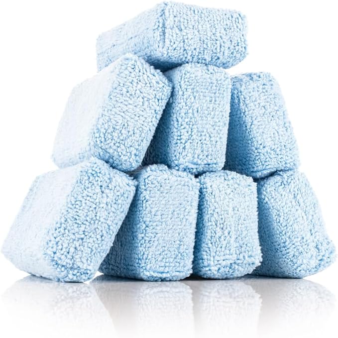 The Rag Company - Terry Sponge Applicator Pads – Reusable Detailing Applicators for Interior & Exterior Car Care – Soft, Washable Pads for Soaps, Cleaners, Sealants – 8 Pack (2"x4", Blue)