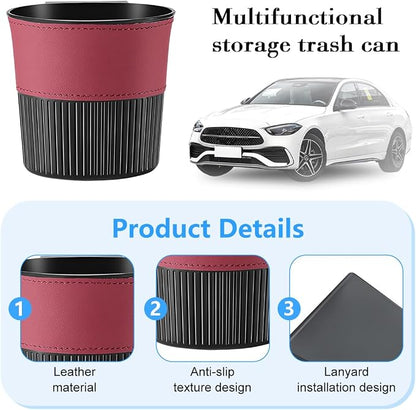 Zpana Car Trash Can, Portable Mini Vehicle Cup Holder Hanging Garbage Container, Multifunctional Automotive Side Door Trash Organizer Can Accessories, Universal for SUV, Sedan, Truck (Red)