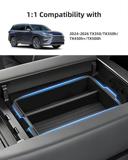 Center Console Organizer for 2024-2026 Lexus TX 350/500h/550h+, Armrest Storage Box with Removable Rubber Mat, 2024 2025 2026 Lexus TX 350/500h/550h+ Accessories