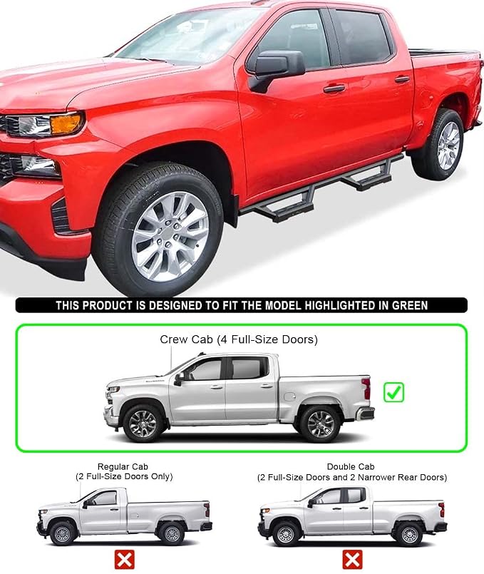 APS Drop Steps Running Boards Compatible with Chevy Silverado GMC Sierra 1500 2019-2026 Crew Cab & 2500 HD 3500 HD 2020-2026 (Silverado 1500 LTD Sierra 1500 LD 2022) | Stainless Steel | Anti-Slip