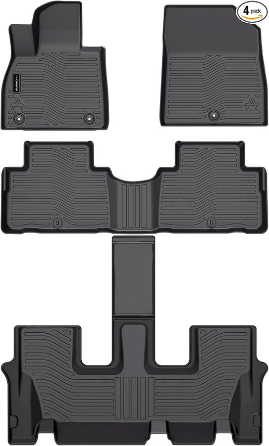 Auxko All Weather Floor Mats Fit for Hyundai Palisade 7&8 Seat 2020-2024 2025 TPE Rubber Liners Palisade Accessories Set All Season Guard Odorless Anti-Slip Floor Mats