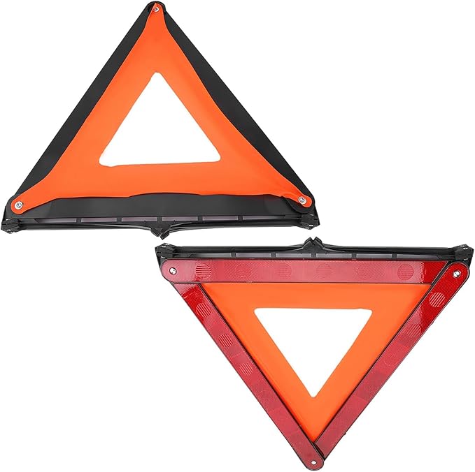 HERCHR 2 Pack Foldable Warning Reflective Triangles with Carrying Case Safety Triangles Kit Road Emergency Warning Reflector Roadside Reflective Early Board Car Stop Sign