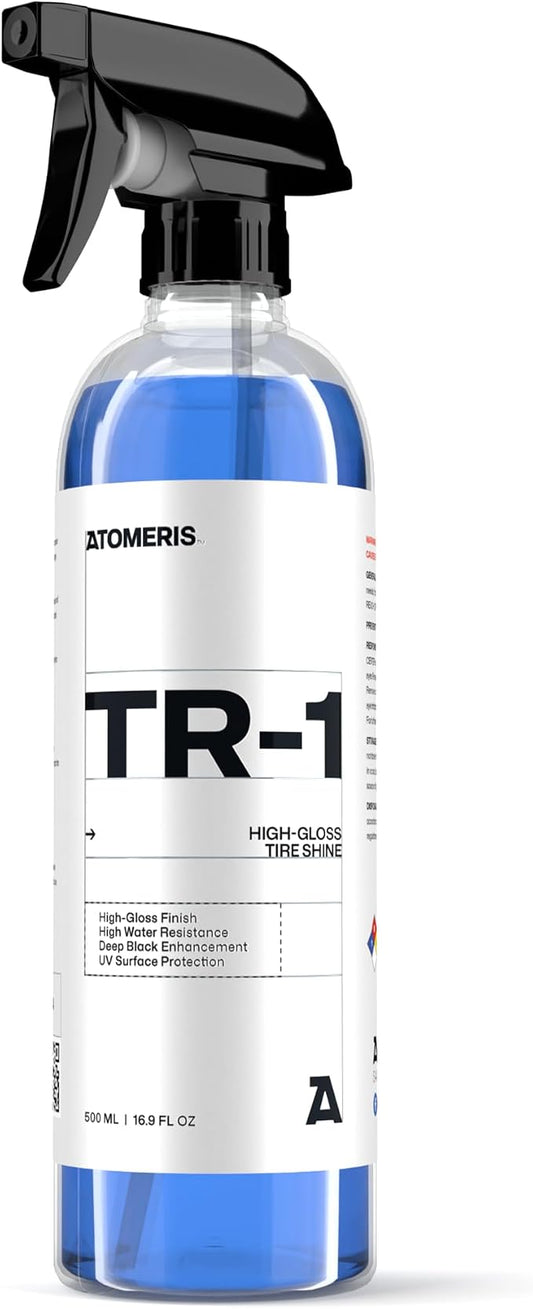 TR-1 High-Gloss Tire Shine Spray, Deep Black Enhancement, UV Surface Protection, 16.9 fl oz