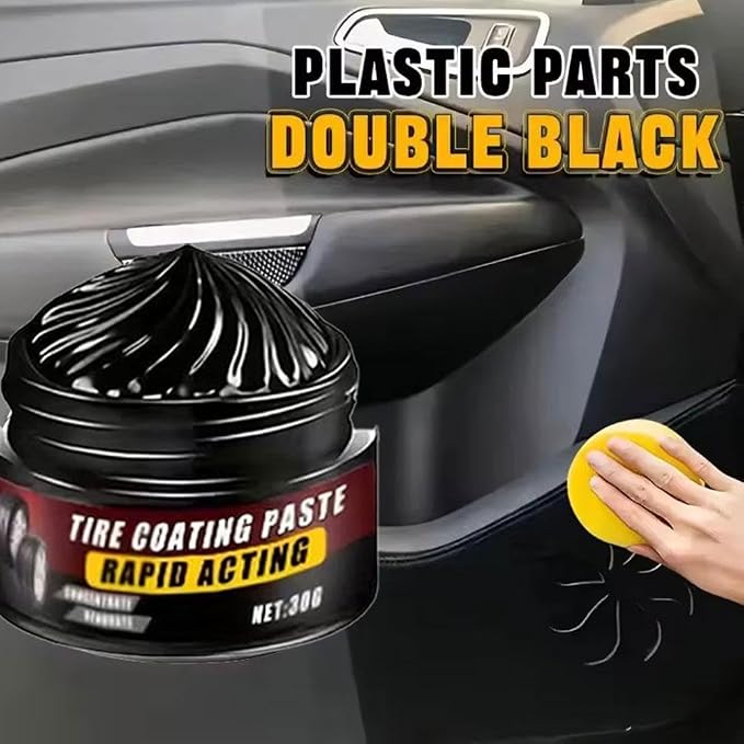 Premium Tire Coating & Trim Restorer,Bring Back the Original Deep Black Shine to Rubber and Plastic,Long-Lasting Ceramic Coating & UV Protection,TireCoating Paste for Car Tire Plastic Trim Care