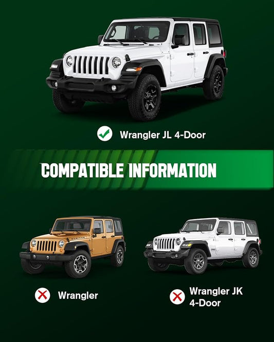 VIWIK Floor Mats fit for Jeep Wrangler JL 2018-2026, TPE Rubber Car Mats All Weather Custom Floor Liners for Jeep Wrangler JL 4 Door 1st and 2nd Row Front & Rear Non-Slip Odorless, Black
