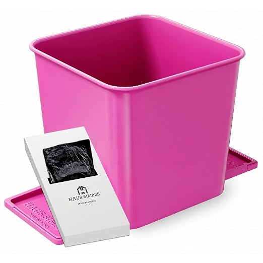 Car Trash Can with Stability Wings – Leakproof Portable Garbage Bin for Fabric & Rubber Mats – Compact Durable Plastic Auto Organizer for Cars, SUVs, Trucks (Pink, Small)