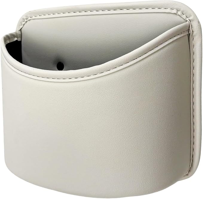 Car Trash Can, Clip On Garbage Organizer Multifunctional Car Door Hanging Container, Waterproof Leather Trash Bin Universal Interior Storage Box for Vehicle Home Office (Beige)