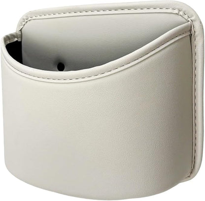 Car Trash Can, Clip On Garbage Organizer Multifunctional Car Door Hanging Container, Waterproof Leather Trash Bin Universal Interior Storage Box for Vehicle Home Office (Beige)