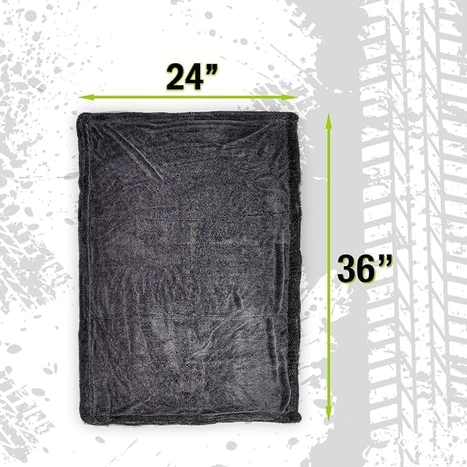 ExoForma Mega Car Drying Towel - Holds Up to 9 lbs, No Streaks, Scratches, or Water Spots | 1200 GSM Microfiber Double Twist Pile & Edgeless Design, 1 Quick & Effortless Dry, 2 Pack - 24” x 36”