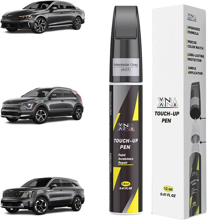 XNA Interstellar Gray(AGT) for KIA Touch Up Paint, 2 in 1 Car Scratch Remover with Pen Tip and Brush, Exact Color-Matched for Car Paint Scratch Repair, Quick & Easy Fix Chips and Nicks