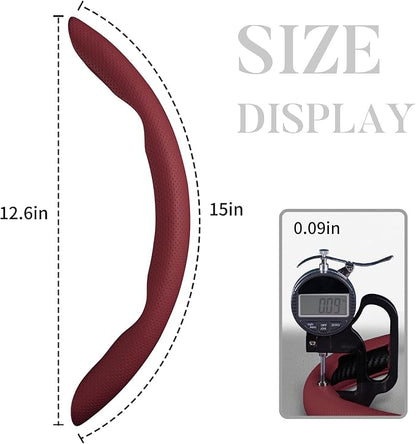 Car Steering Wheel Cover Leather Snap On 3Pcs Set Non-Slip Protector Wrap Steering Wheel Accessories 14.5-15 inch Universal Wine Red