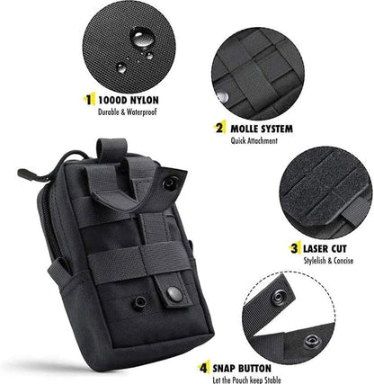 Tactical Car Seat Back Organizer Molle Backseat,Universal Molle Vehicle Organizers Panel Protector with 5 Detachable Pouches for Car Truck Jeep Vehicle (Khaki)