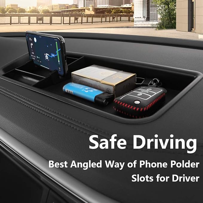 EDBETOS Interior Dashboard Storage Box Organizer Holder Tray Compatible with Volkswagen Atlas 2018 2019 2020 2021 2022 2023 Dash Mounted Holders Accessories