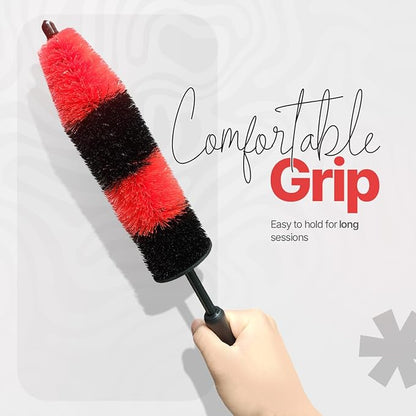 Pack of 1 Wheel Brush - 17Inch Long, Soft Bristle, No Scratch Car Wheel Cleaner Brush - Detailing Brush for Tires, Wheels, Rims, Exhaust Tips, Vehicle Engine, Motorcycles