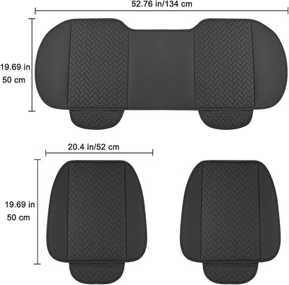 West Llama Full Set Car Seat Covers for Front and Rear Bottom Seats Only, Luxury PU Leather Car Seat Pads Protectors Waterproof and Wear-Resistant,Black