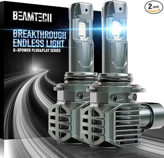 BEAMTECH 90/06 Bulbs, G-XPower Chips 500% Brighter 6500K White Plug and Play Fog Light, 2 Bulbs
