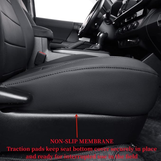coverdream Tacoma Seat Covers Custom Fit for 2005-2011 Toyota Tacoma Double Cab/Crew Cab (Regular Seats),Fully Covered Faux Leather Seat Protector-Full Set (Black)