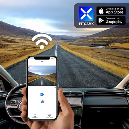 Fitcamx 4K Dash Cam Adapts for Hyundai Santa Cruz & Tucson 2022-2026 (Part NO#N9000), OEM Factory Look, UHD 2160P Video, Built-in WiFi & APP, Loop Recording, G-Sensor, Easy to Install, 64GB Card